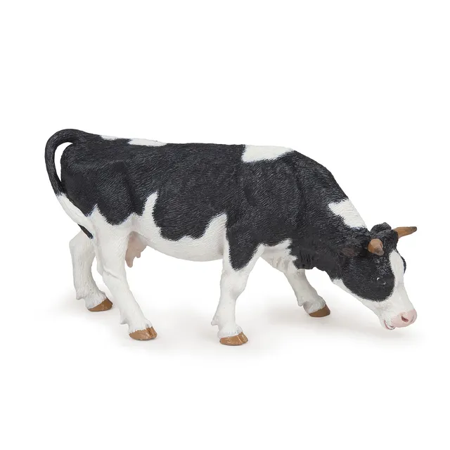 papo-farmyard-friends-kuh-figur-grasend-schwarz-wei image 1