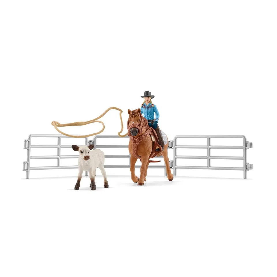 schleich-horse-club-team-roping-cowgirl-42577-spielset image 1