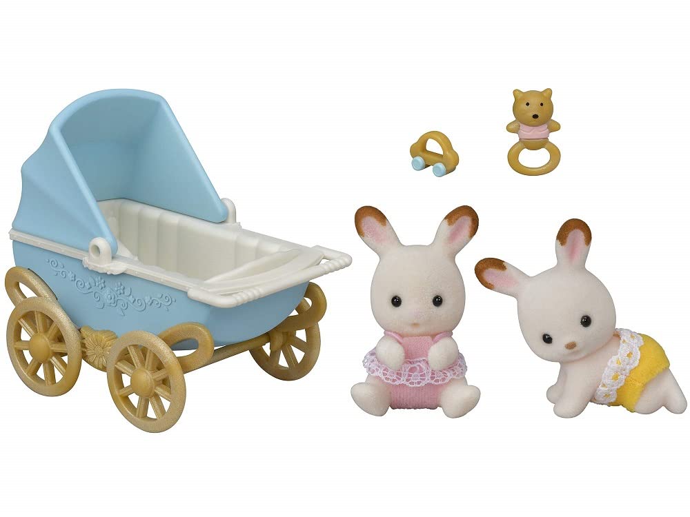 sylvanian-families-5432-schokoladenhasen-zwillinge-puppenhaus-kinderwagen image 1