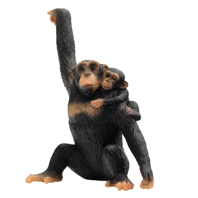 bullyland-safari-63594-schimpansen-mutter-baby-figur-10-5-cm image 1