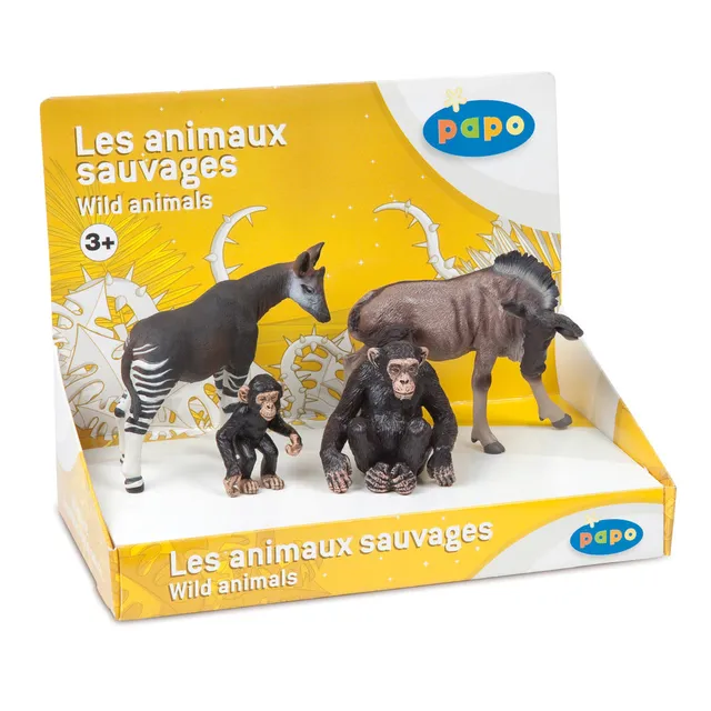 papo-wildlife-wildtier-boxset-4-figuren-okapi-gnu-schimpanse image 1