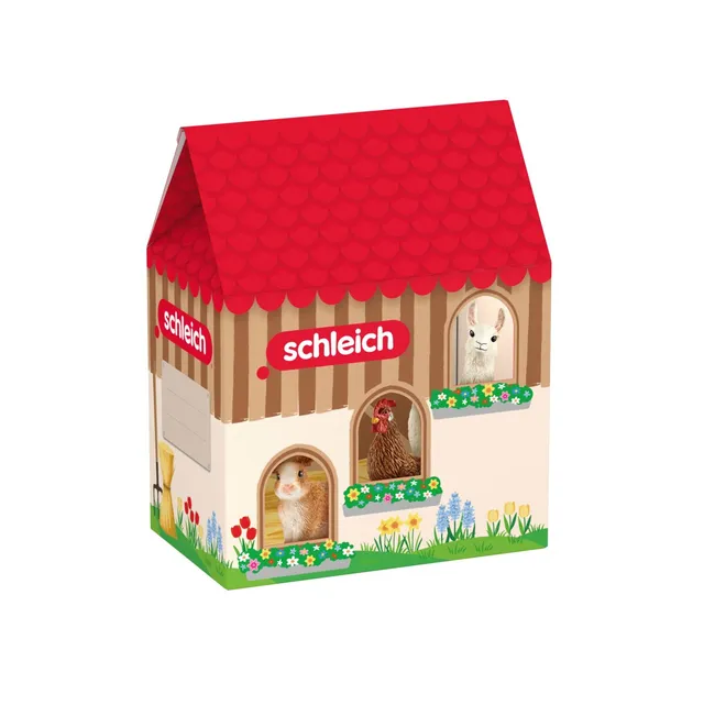 schleich-farm-world-osterstall-spielset-huhn-lama image 1