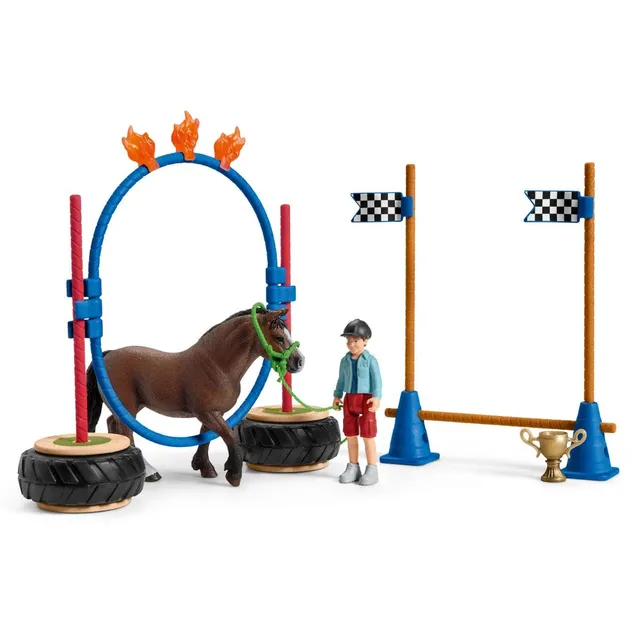 schleich-horse-club-pony-agility-rennen-42482-spielfiguren-set-parcours image 1