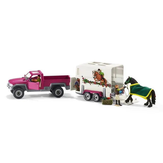 schleich-horse-club-42346-pick-up-mit-pferdeanh-nger-spielset image 1