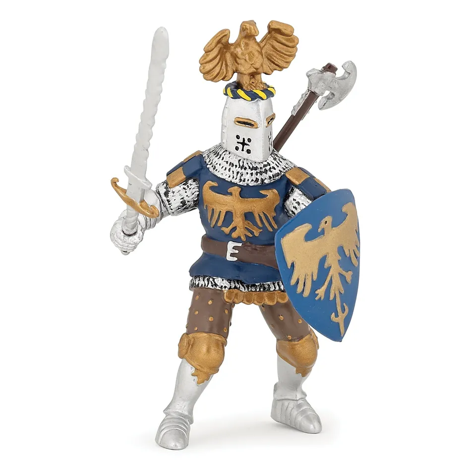 papo-medieval-blauer-ritter-figur-mit-pferd image 1