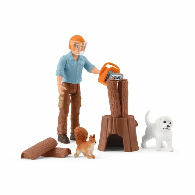 schleich-wild-life-f-rster-spielfigur-mit-hund-und-s-ge image 1