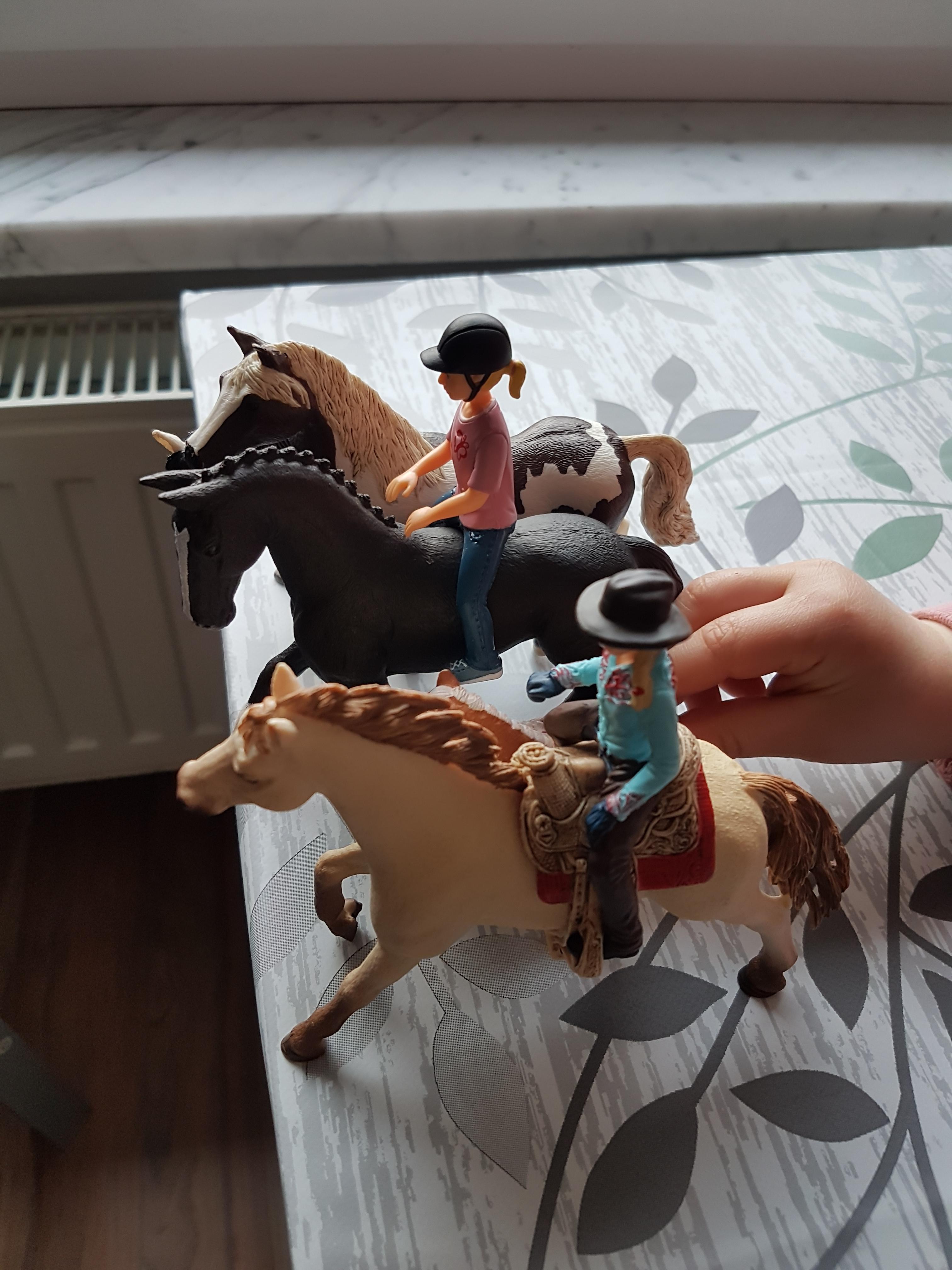 Sitzt auf Pferd