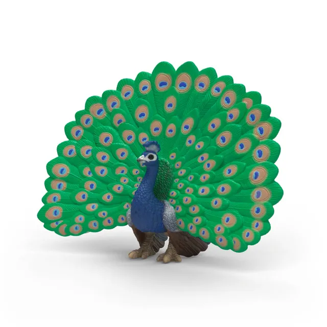 schleich-wild-life-pfau-tierfigur-vogel-rad image 1