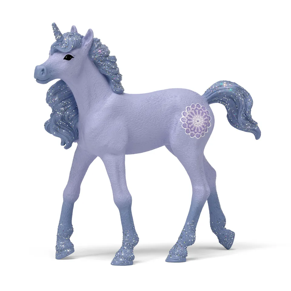 schleich-bayala-einhornfohlen-iris-spielfigur-lila-blumentattoo image 1