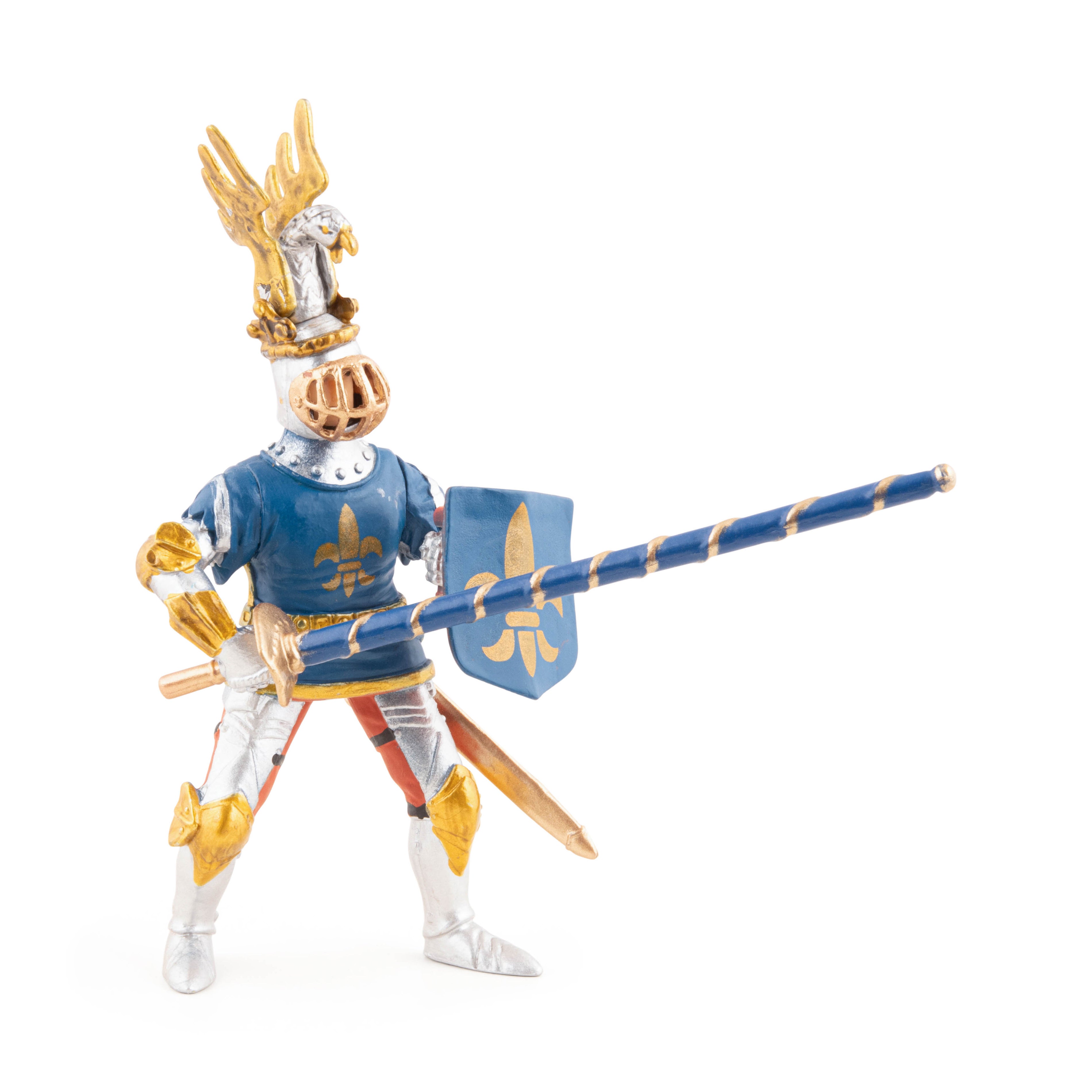 papo-medieval-blauer-ritter-fleur-de-lis-figur-mit-pferd image 2