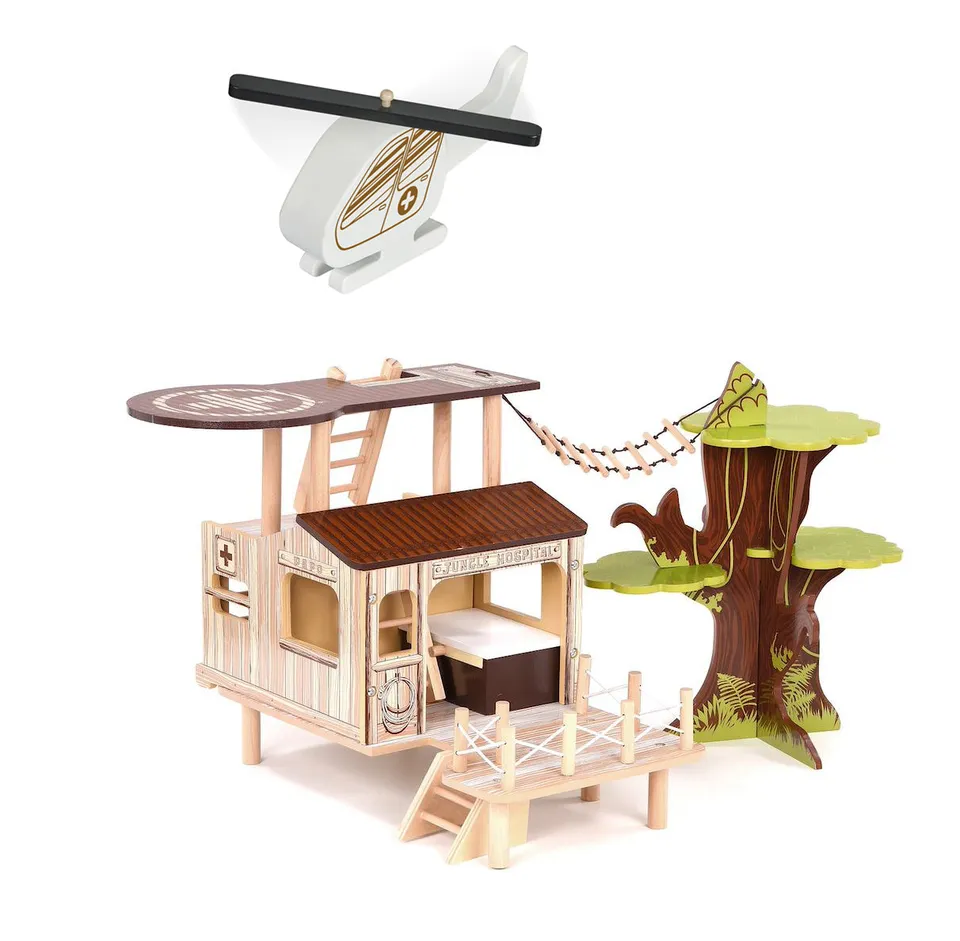 papo-wildlife-busch-krankenhaus-spielset-holz-savanne image 1