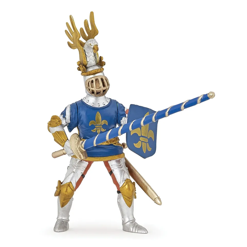 papo-medieval-blauer-ritter-fleur-de-lis-figur-mit-pferd image 1