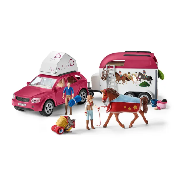 schleich-horse-club-auto-mit-pferdeanh-nger-holsteiner-set image 1