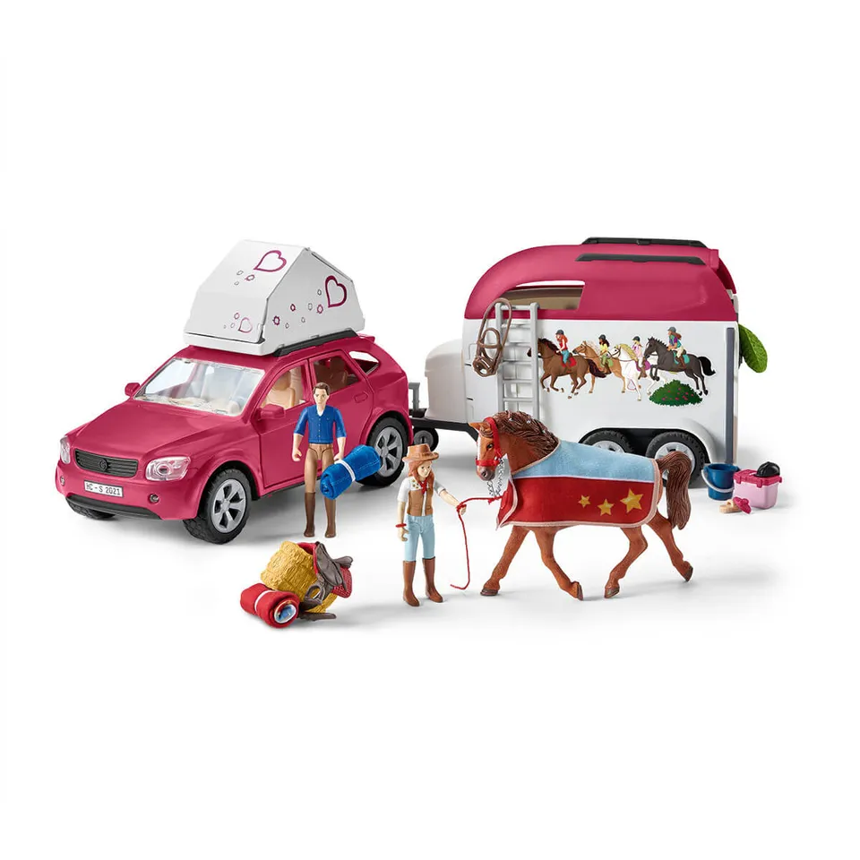 schleich-horse-club-auto-mit-pferdeanh-nger-holsteiner-set image 1
