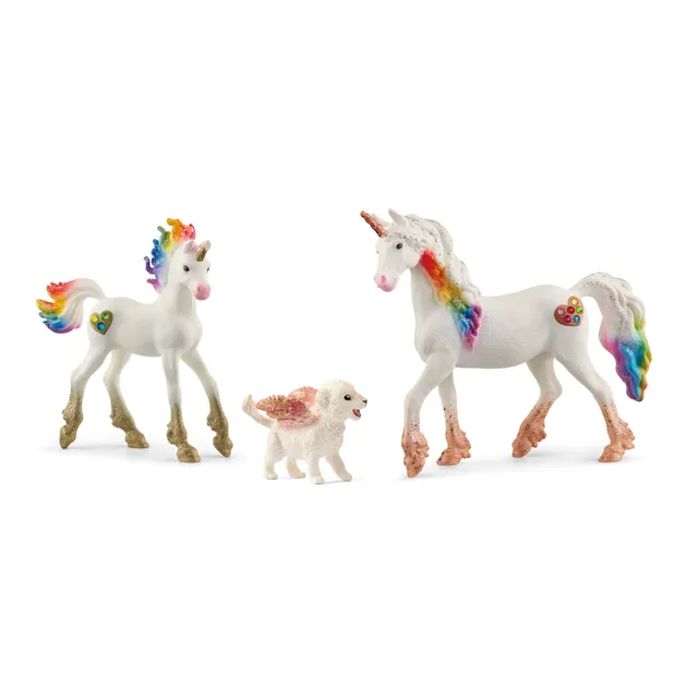 schleich-bayala-magisches-set-einhornfigur-mit-fohlen-und-fl-gelhund image 1