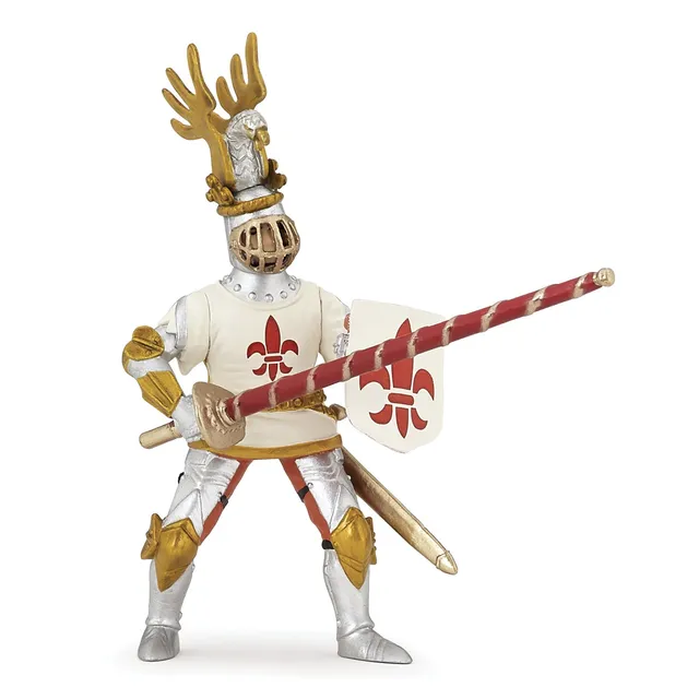 papo-medieval-wei-er-ritter-ritterfigur-mit-pferd-lilie image 1