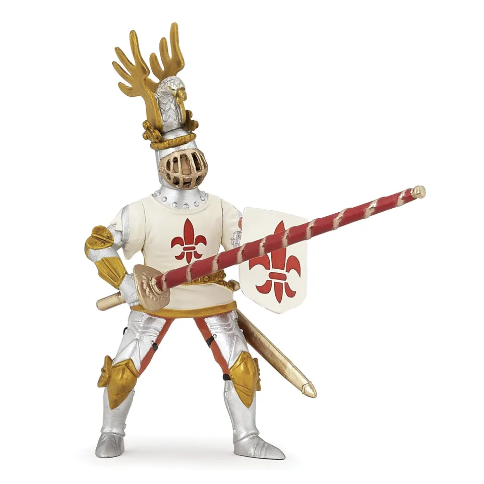 papo-medieval-wei-er-ritter-ritterfigur-mit-pferd-lilie image 1