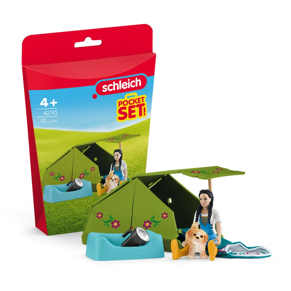 schleich-horse-club-camping-abenteuer-mit-kim-42745-spielset-zelt image 1