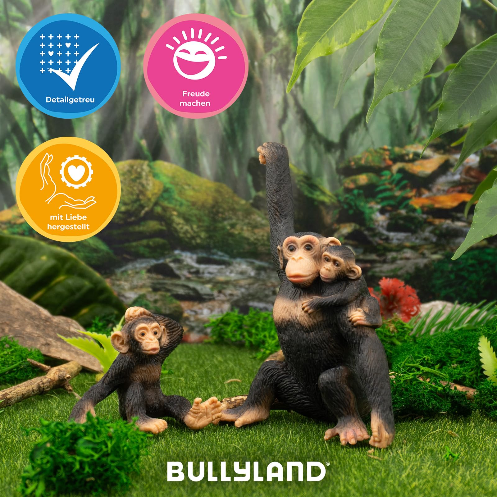 bullyland-safari-63594-schimpansen-mutter-baby-figur-10-5-cm image 5