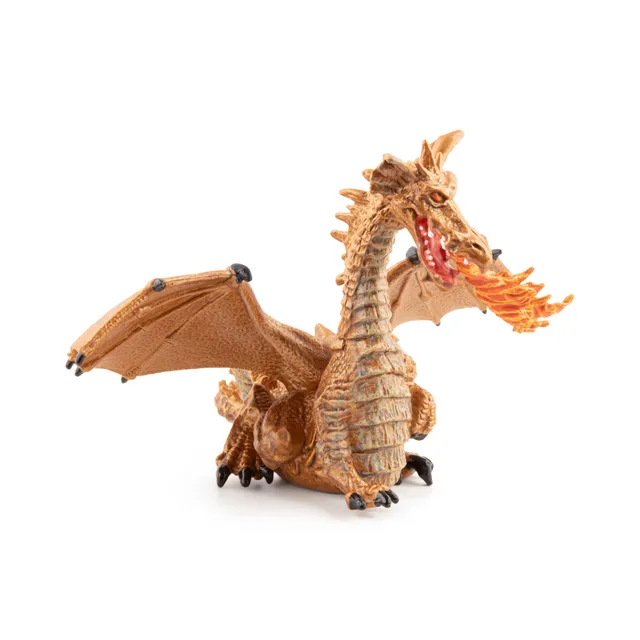 papo-enchanted-world-goldener-drache-spielfigur-mit-flamme image 1
