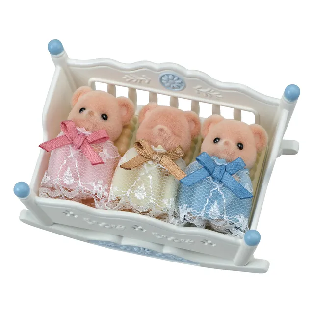 sylvanian-families-5866-biscuit-b-ren-drillinge-spielfiguren-mit-wiege image 1
