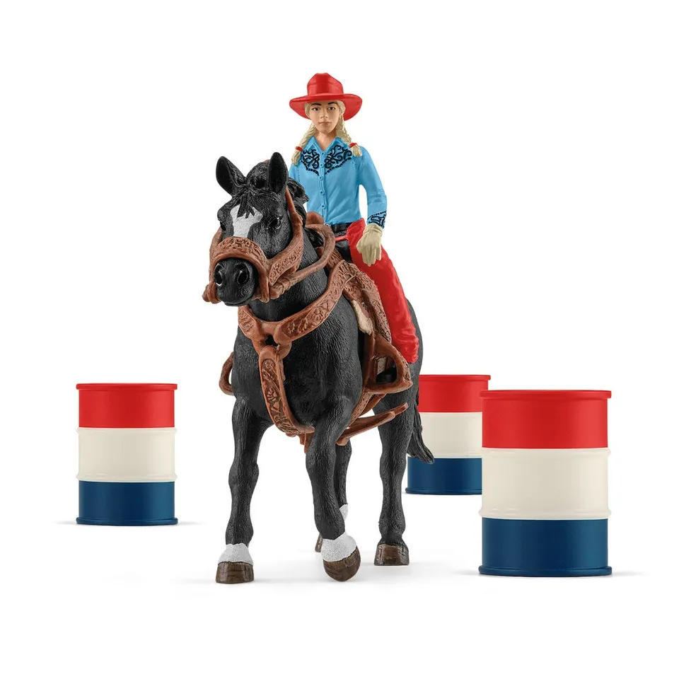 schleich-horse-club-42576-barrel-racing-spielfiguren-set-mit-cowgirl image 1