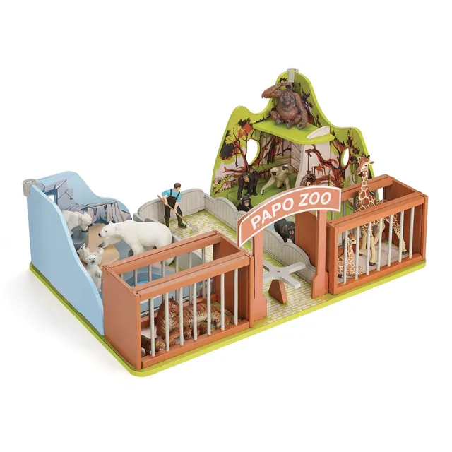 papo-wildlife-zoo-holz-spielset-mit-2-gehegen image 1