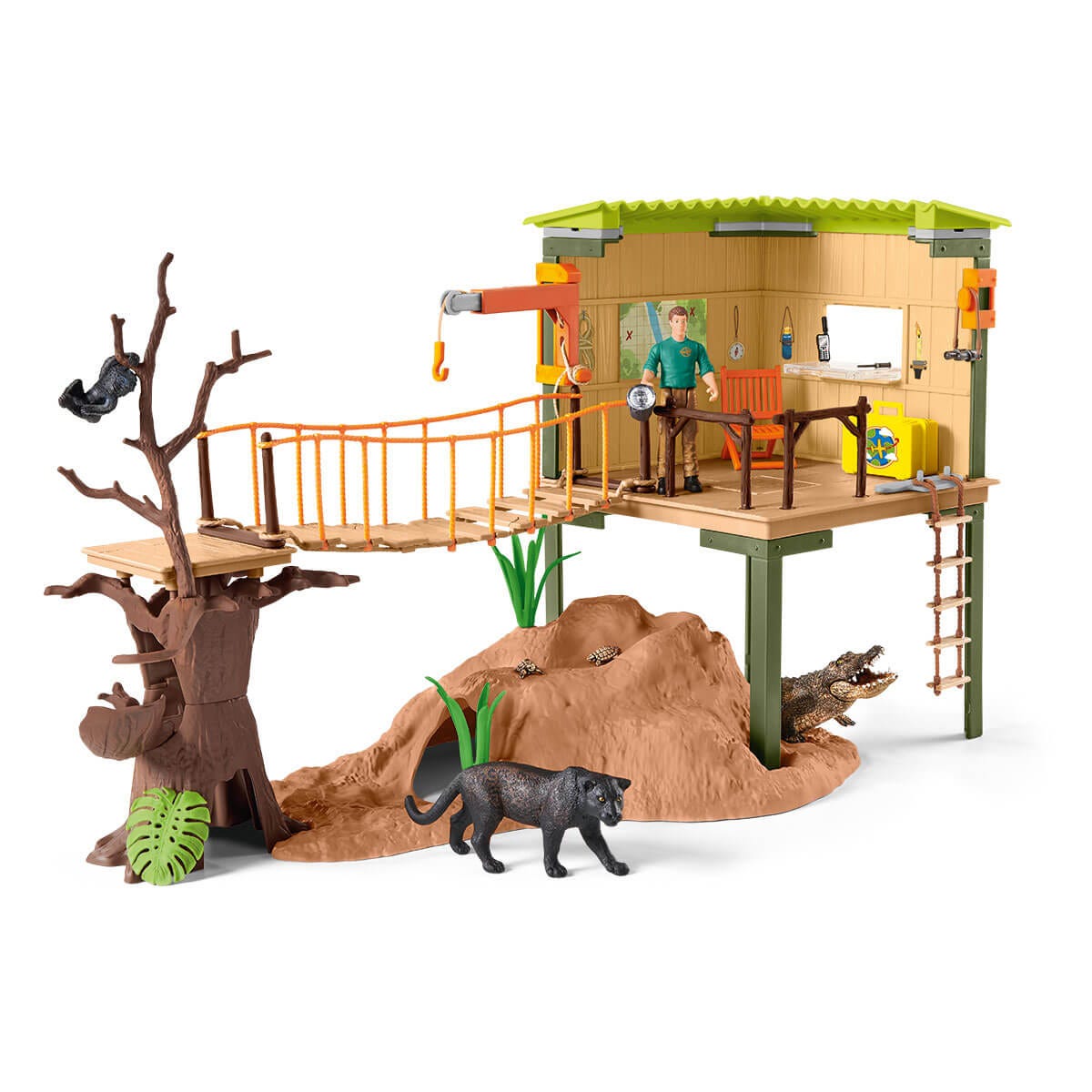 schleich-wild-life-42594-abenteuerstation-spielset-mit-panther image 1