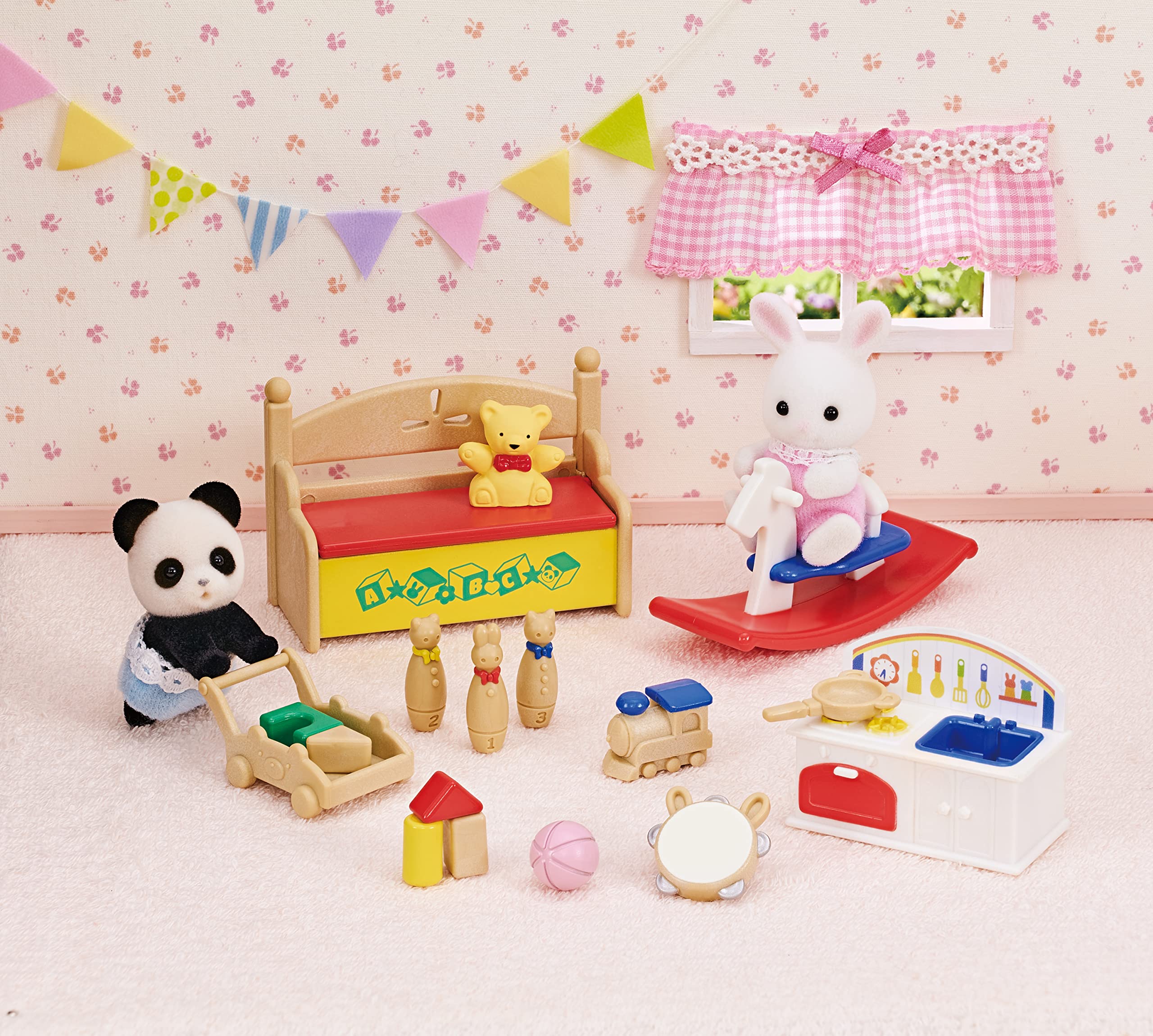 sylvanian-families-baby-party-5709-toy-box-panda-schneehasen image 8