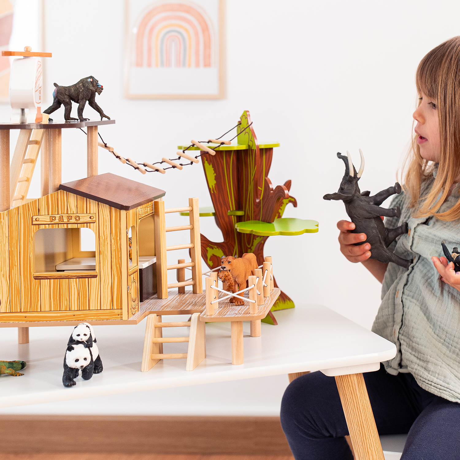 papo-wildlife-busch-krankenhaus-spielset-holz-savanne image 3