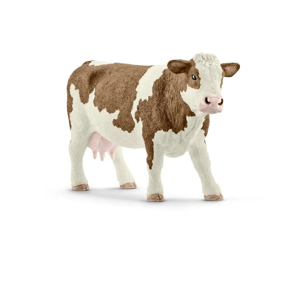 schleich-farm-world-fleckvieh-kuh-13801-tierfigur-braun-wei image 1