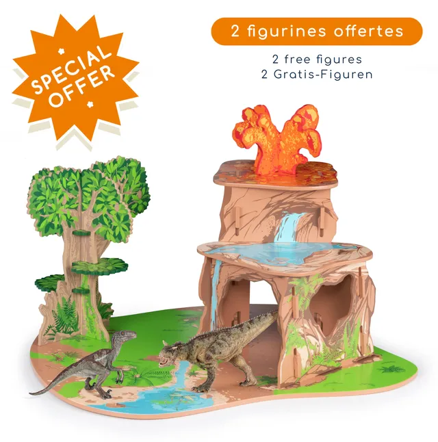 papo-dinosaurs-dinosaurierland-holz-spielset-mit-2-figuren image 1
