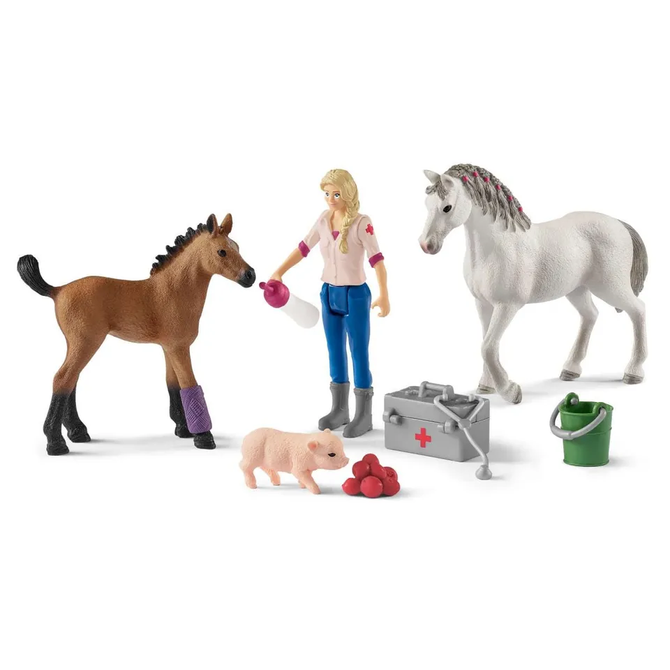 schleich-horse-club-tierarzt-stute-fohlen-spielset-42486 image 1