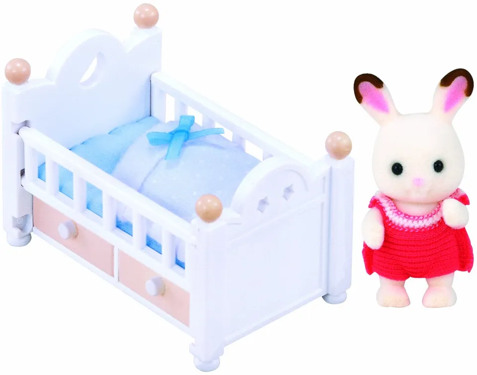 sylvanian-baby-schokoladenhasen-baby-5017-mit-babybett-set image 1