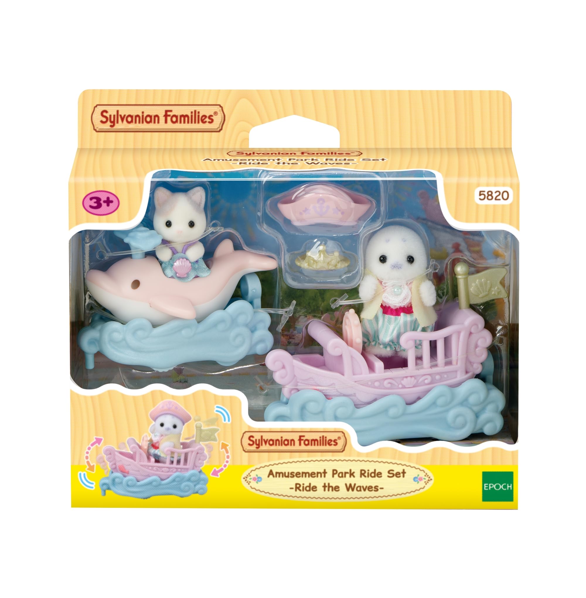 sylvanian-families-seaside-wellenritt-5820-spielset-robbe-katze image 2