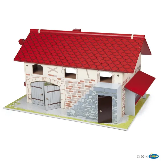 papo-farmyard-friends-gro-er-bauernhof-holz-spielset-stall image 1